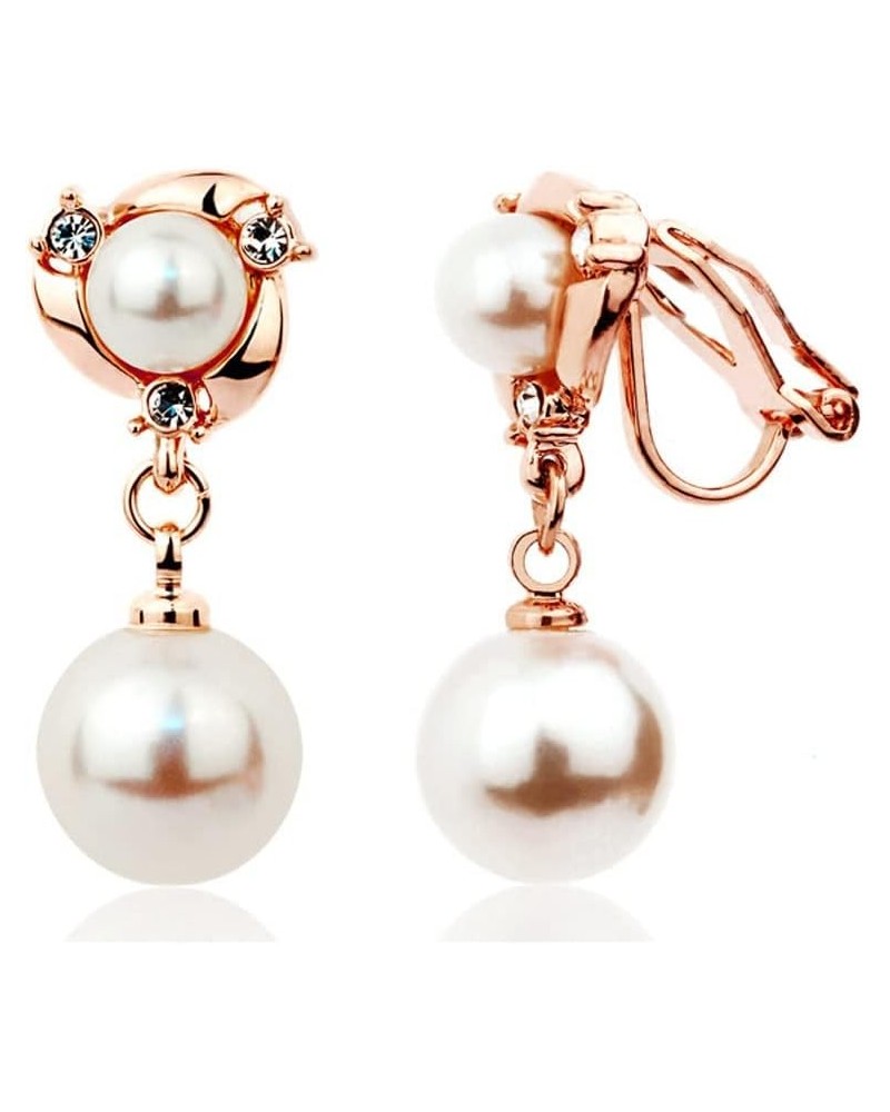 Acefeel Clip On Earring For Women Pearl Non Pierced Clip Earrings clip-on rose gold $7.99 Earrings