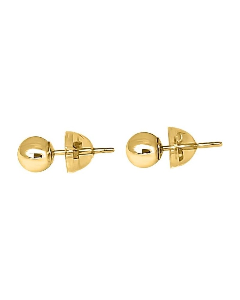 14K Solid Yellow Gold (3MM - 6MM) Ball Earring/Stud Earrings Women's With Secure Push Back ball earrings $20.90 Earrings