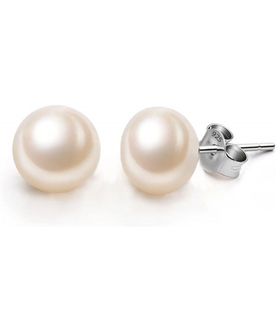 Women's 925 Sterling Silver AAA Freshwater Cultured Pearl Button Stud Earrings 10.0mm $12.87 Earrings