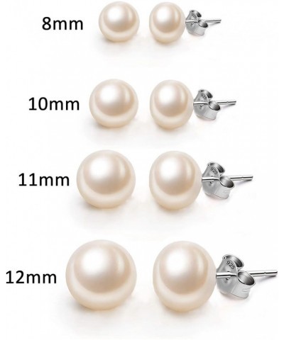 Women's 925 Sterling Silver AAA Freshwater Cultured Pearl Button Stud Earrings 10.0mm $12.87 Earrings