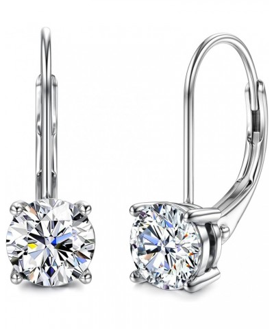 Moissanite Earrings,1.0ct-2.0ct D Color Brilliant Round Cut Lab Created Diamond Earrings 18K White Gold Sterling Silver Dangl...