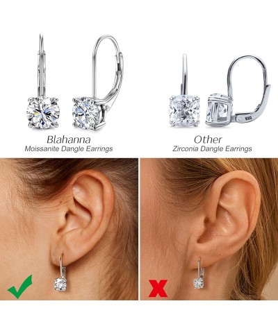 Moissanite Earrings,1.0ct-2.0ct D Color Brilliant Round Cut Lab Created Diamond Earrings 18K White Gold Sterling Silver Dangl...