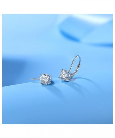 Moissanite Earrings,1.0ct-2.0ct D Color Brilliant Round Cut Lab Created Diamond Earrings 18K White Gold Sterling Silver Dangl...