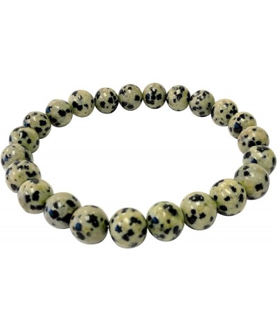 8mm Natural Round Gemstone Energy Power Crystal Beads Handmade Elastic Stretch Unisex Bracelet One Size Fits All dalmatian ja...