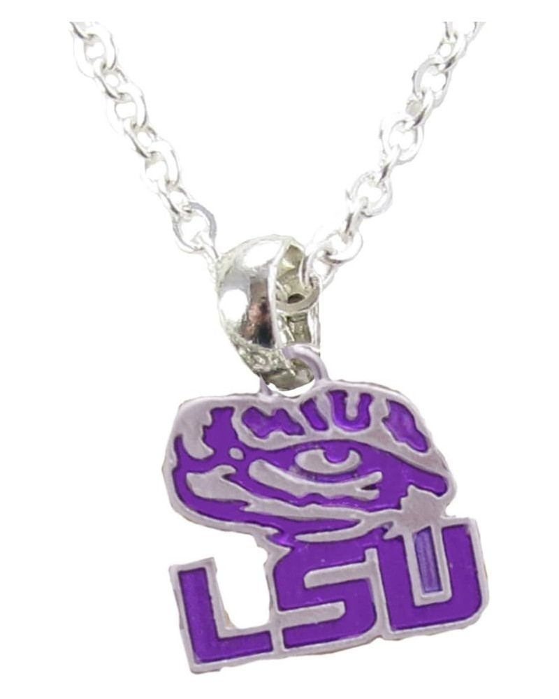 LSU Tigers Iridescent Purple Silver Charm Necklace Jewelry Licensed $11.27 Necklaces