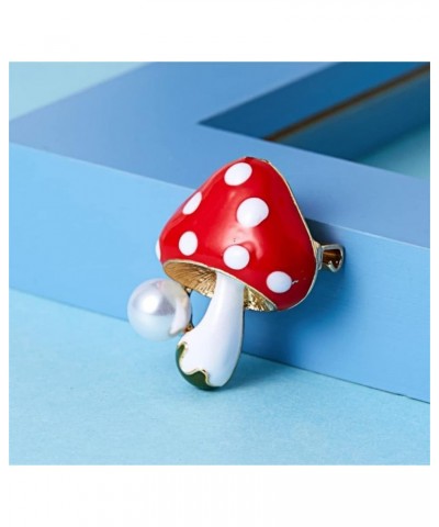 Cute Mushroom Brooch Pins Yellow Blue Red Fashion Mushroom Pearl Plant Lapel Pin for Backpack Clothes Pins Set Gifts (red), Y...