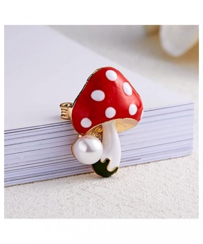 Cute Mushroom Brooch Pins Yellow Blue Red Fashion Mushroom Pearl Plant Lapel Pin for Backpack Clothes Pins Set Gifts (red), Y...