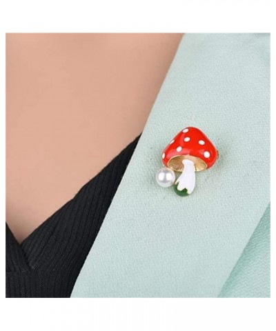 Cute Mushroom Brooch Pins Yellow Blue Red Fashion Mushroom Pearl Plant Lapel Pin for Backpack Clothes Pins Set Gifts (red), Y...