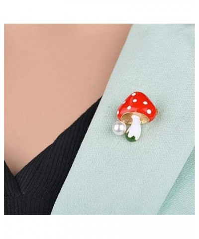 Cute Mushroom Brooch Pins Yellow Blue Red Fashion Mushroom Pearl Plant Lapel Pin for Backpack Clothes Pins Set Gifts (red), Y...