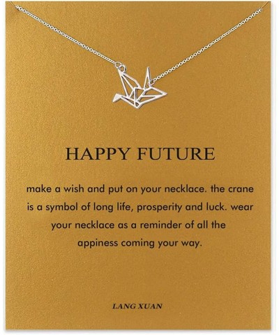 Message Card Compass Pendant Necklace Friendship Sun Good Luck Elephant Starfish Pendant Chain Necklace with Gift Card Silver...