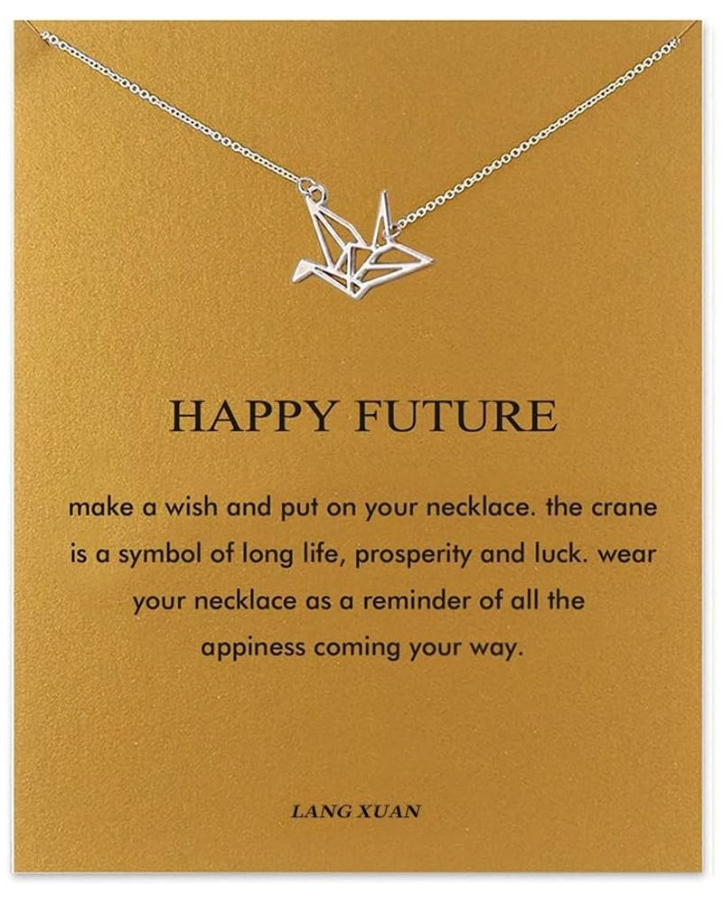 Message Card Compass Pendant Necklace Friendship Sun Good Luck Elephant Starfish Pendant Chain Necklace with Gift Card Silver...