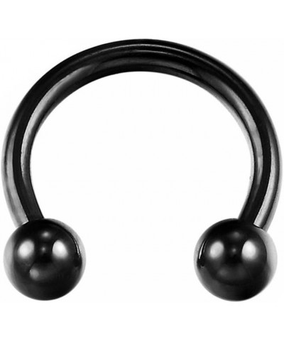 Titanium IP Over 316L Surgical Steel Circular Horseshoe Barbells w/Balls (Multiple Colors & Sizes) Black | 16GA | 3/8"-10mm w...