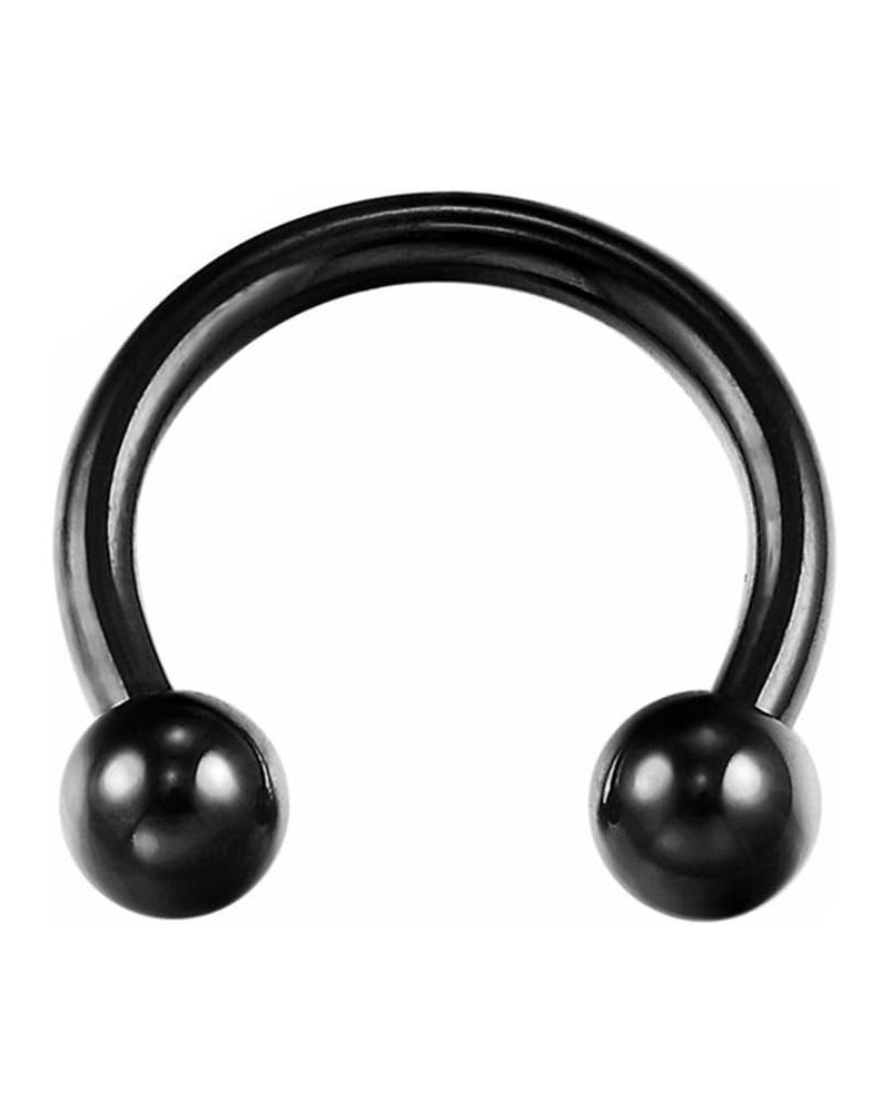 Titanium IP Over 316L Surgical Steel Circular Horseshoe Barbells w/Balls (Multiple Colors & Sizes) Black | 16GA | 3/8"-10mm w...