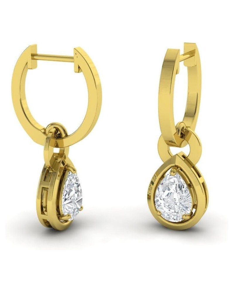 Natural and Certified Gemstone Drop Earrings in 14K Solid Gold | 0.64 Carat Earrings for Women Yellow Gold White Topaz $294.8...