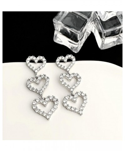 Heart Earrings Sparkle Gorgeous Earrings Dangle Earrings for Women Silver $7.79 Earrings