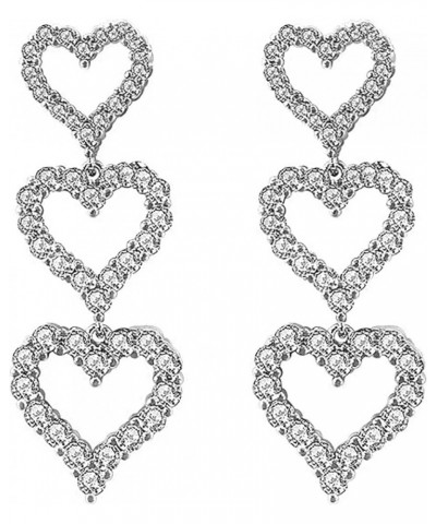 Heart Earrings Sparkle Gorgeous Earrings Dangle Earrings for Women Silver $7.79 Earrings