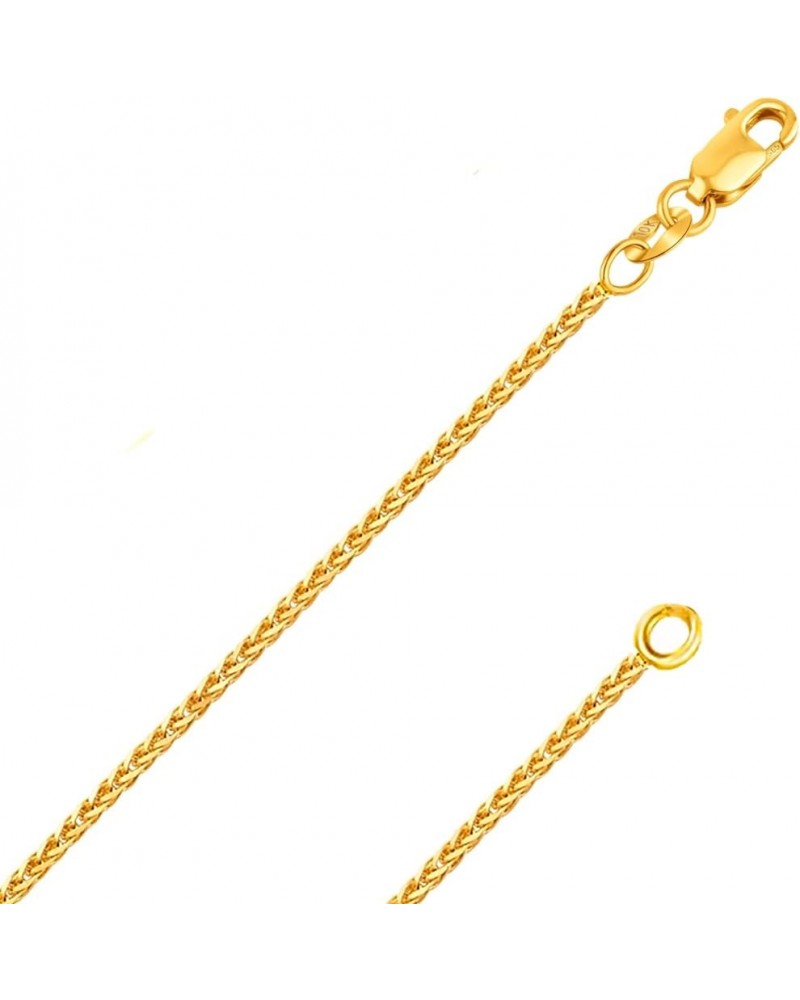 REAL Solid 14K or 10K Yellow or White Gold 0.80mm,1.0mm, 1.1mm Diamond Cut Braided Square Wheat Spiga Chain Necklace with Lob...