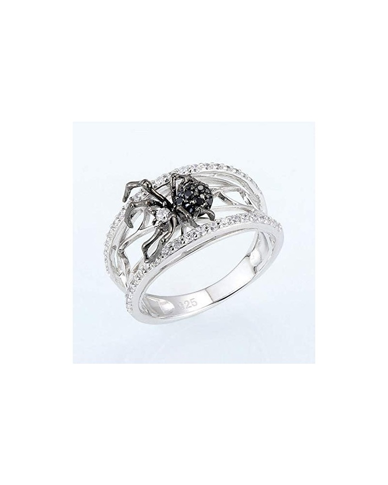 Creative 925 Sterling Silver 5A Cubic Zirconia Thumb Rings Vintage 3D Black Spider Hollow Ring Joint Midi Rings Creative Fing...