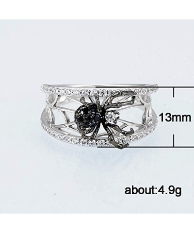 Creative 925 Sterling Silver 5A Cubic Zirconia Thumb Rings Vintage 3D Black Spider Hollow Ring Joint Midi Rings Creative Fing...