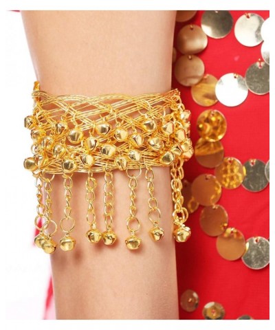 Womens gold dance arm bell bracelet cuff bangle for indian belly wide metal wire coil wrist armband Golden $9.98 Bracelets