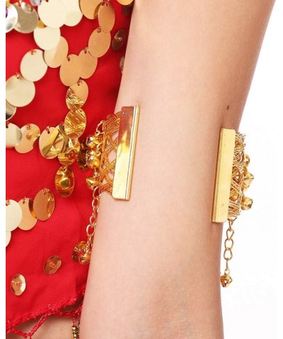 Womens gold dance arm bell bracelet cuff bangle for indian belly wide metal wire coil wrist armband Golden $9.98 Bracelets