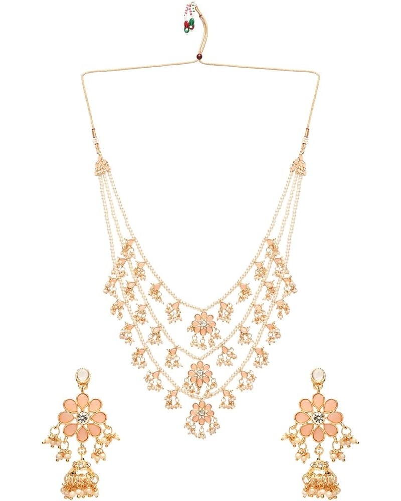 Traditional Indian Bollywood Gold Plated Faux Pearl Three Layered Kundan Fancy Party/Wedding Wear Jewelry Necklace Set for Wo...