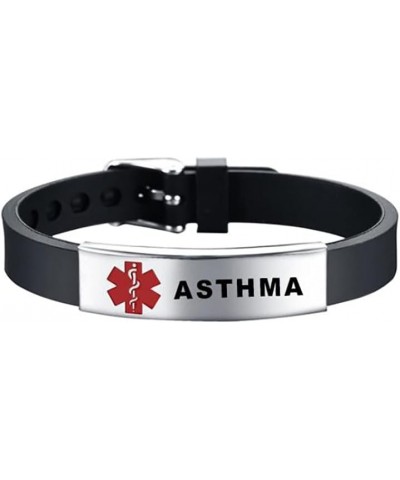 Men Medical Alert ID Silicone Bracelets Engraved Emergency First Aid Health Alert Laser Satinless Steel Adjustable Wristband ...