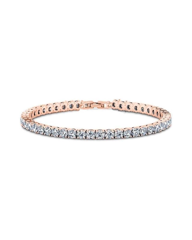 VERONA 14K Gold Plated 4mm Cubic Zirconia Classic Tennis Bracelet | 14K White Gold Bracelets for Women | Size 7.5 Inch ROSE G...