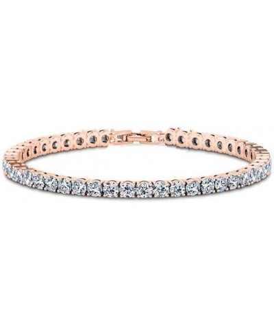 VERONA 14K Gold Plated 4mm Cubic Zirconia Classic Tennis Bracelet | 14K White Gold Bracelets for Women | Size 7.5 Inch ROSE G...