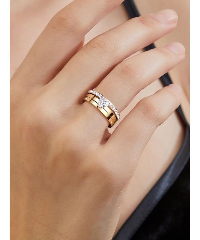 Stainless Steel Stacking Tiny 3 Rings Set for Women，Cubic Zirconia Statement Ring Set Size 5-10 7 Gold Heart Rings $9.67 Rings