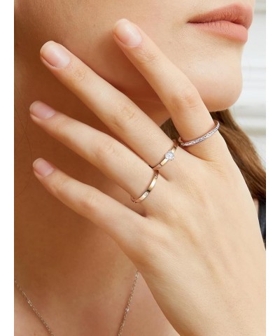 Stainless Steel Stacking Tiny 3 Rings Set for Women，Cubic Zirconia Statement Ring Set Size 5-10 7 Gold Heart Rings $9.67 Rings