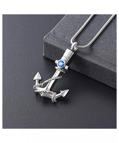 Cremation Jewelry for Ashes Birthstone Anchor Urn Necklaces for Ashes for Women Holder Memorial Necklace for Human Pet Navy b...