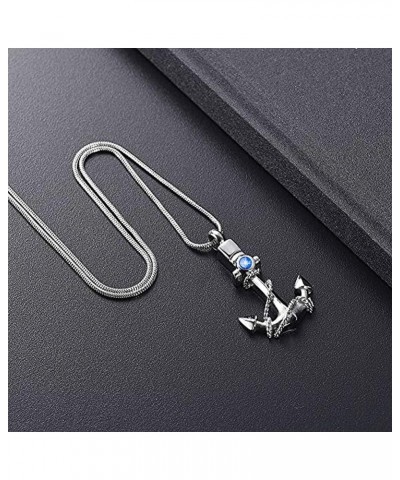 Cremation Jewelry for Ashes Birthstone Anchor Urn Necklaces for Ashes for Women Holder Memorial Necklace for Human Pet Navy b...