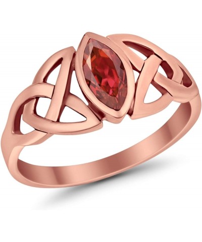 Celtic Bezel Marquise Solitaire Ring Simulated Stone 925 Sterling Silver Rose Tone, Simulated Garnet Cubic Zirconia $9.24 Rings