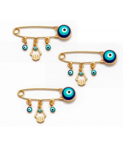 Turkey Evil Eyes Hands Brooch Safety Pin Blue Lucky Eyeball Brooch Charm Ethnic Lapel Pin Brooches for Women Jewelry (Color :...