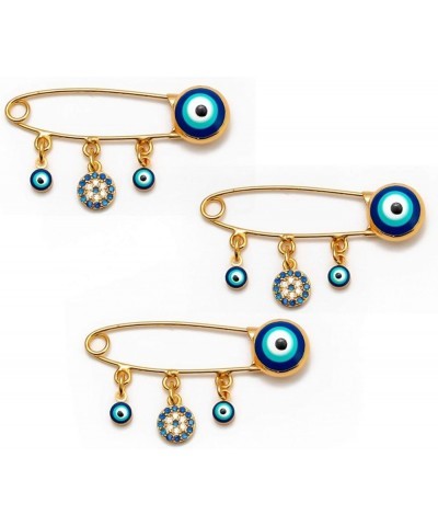 Turkey Evil Eyes Hands Brooch Safety Pin Blue Lucky Eyeball Brooch Charm Ethnic Lapel Pin Brooches for Women Jewelry (Color :...