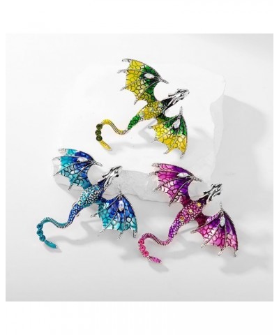 Vintage Dragon Brooch Pin for Women Men Girls Crystal Rhinestone Domineering Dragon Flying Enamel Pins Clip Lapel Suit Backpa...