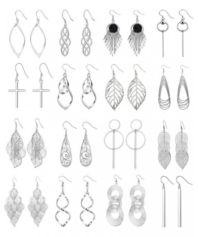 16 Pairs Drop Dangle earrings for Women Girls Silver Fashion Jewelry Dangly Wholesale Earrings Vintage Boho Bohemian Earrings...