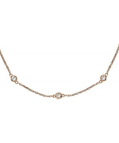 14kt Yellow or White or Rose/Pink Gold Womens Round Diamond By the Yard Necklace.25cttw-1.00cttw (16" inches Long Necklace an...