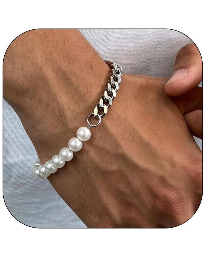 Pearl Bracelets for Women Pearl Beads for Bracelets Stretch Bracelets Wedding Bracelets for Brides Trendy Jewelry Gift Silver...