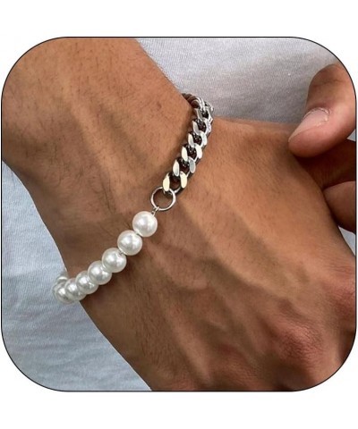 Pearl Bracelets for Women Pearl Beads for Bracelets Stretch Bracelets Wedding Bracelets for Brides Trendy Jewelry Gift Silver...