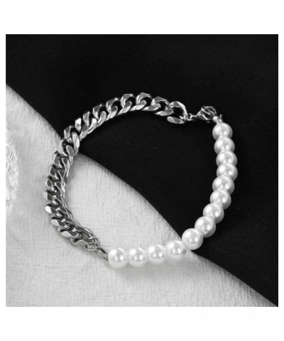 Pearl Bracelets for Women Pearl Beads for Bracelets Stretch Bracelets Wedding Bracelets for Brides Trendy Jewelry Gift Silver...