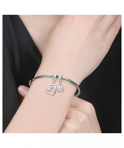 Mother and Daughter Charm Set for Bracelets Women Love Heart Mom Dangle Bead Pink $8.11 Bracelets