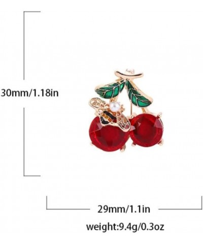 Cherry Brooch Red Crystal Cherry Pin Brooch with Little Bee Brooches Crystal Rhinestone Pin Brooch Jewelry Gifts For Girl Wom...