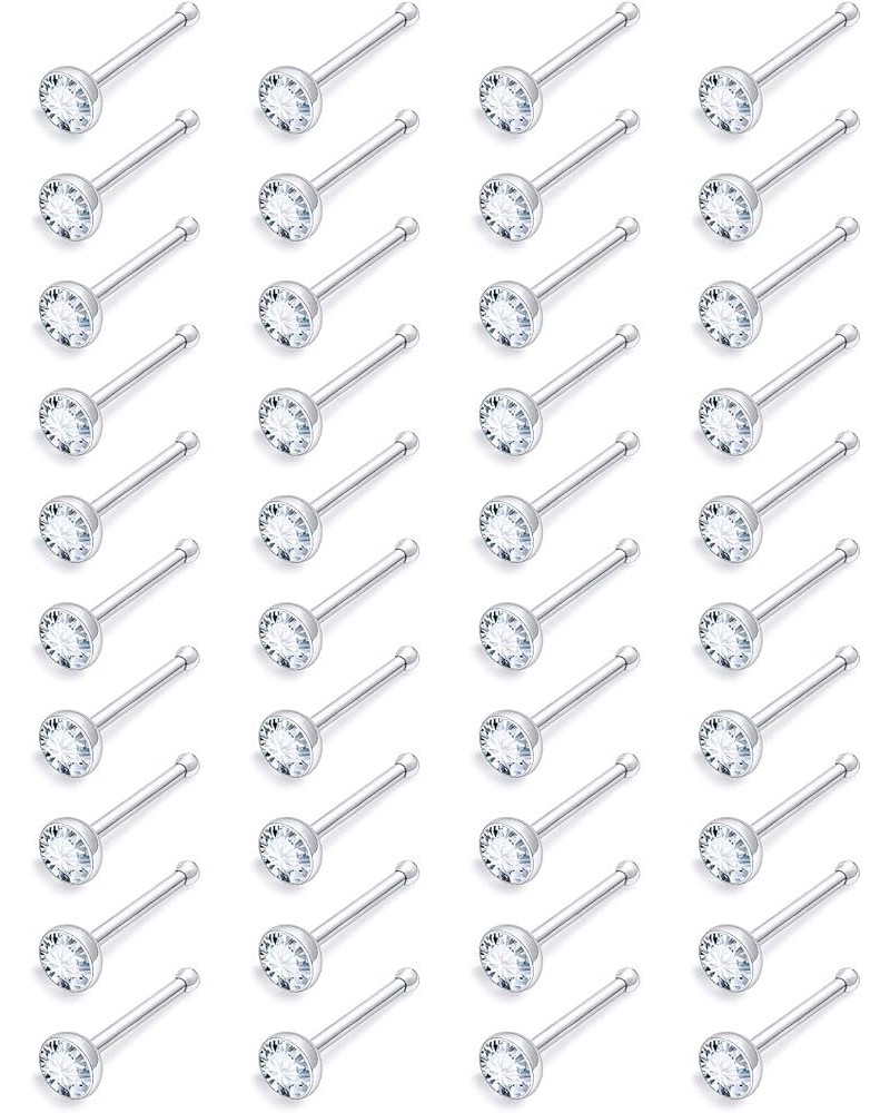 18G 20G 22G Surgical Steel Cubic Zirconia Nose Rings Studs for Women Men Nose Piercing Jewelry Top Diamond 1.5mm 2mm 40Pcs 22...