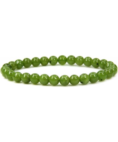 Gem Semi Precious Gemstone 6mm Round Beads Stretch Bracelet 7" Unisex Canadian Nephrite Jade $7.14 Bracelets