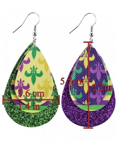 Mardi Gras Hook Dangle Earrings for Women Fleur Di Lis Faux Leather Earring Accessories Mardi Gras-003 $5.27 Earrings