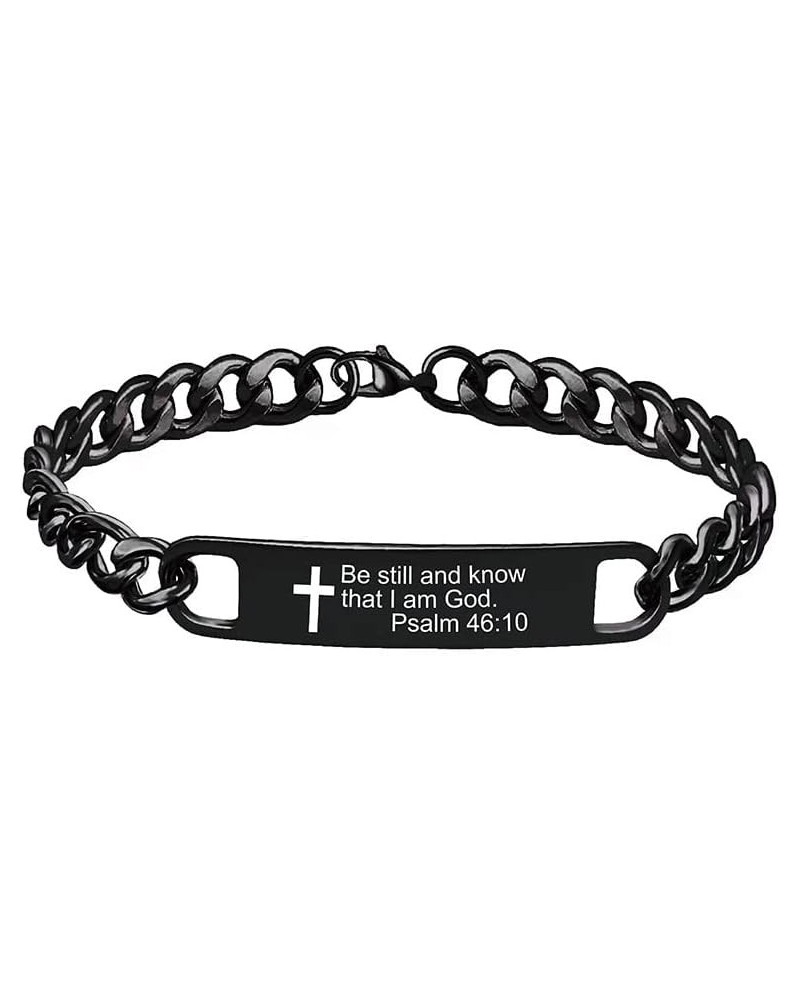 Black Bible Verse Chain Bracelet | Unisex Engraved Stainless Steel Christian Faith Bracelet Gift Psalm 46:10 $10.41 Bracelets