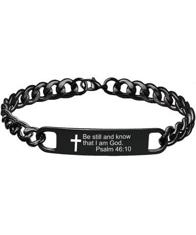 Black Bible Verse Chain Bracelet | Unisex Engraved Stainless Steel Christian Faith Bracelet Gift Psalm 46:10 $10.41 Bracelets