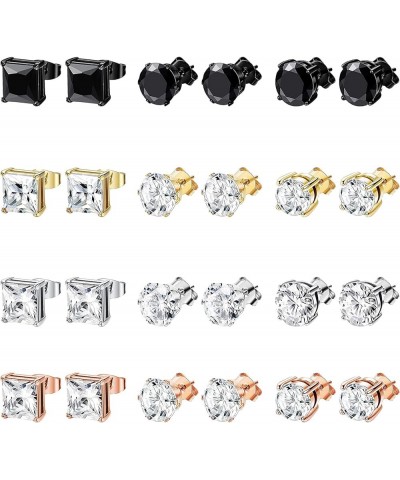 12 Pairs Stainless Steel Stud Earrings for Men Hypoallergenic Earrings Inlaid Cubic Zirconia Men Earrings Hoop Earrings Stud ...